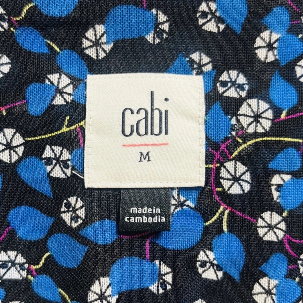 CAbi The Ten Dress #5772 Size M Blue Floral Mesh Long Sleeve Lightweight - Picture 5 of 13
